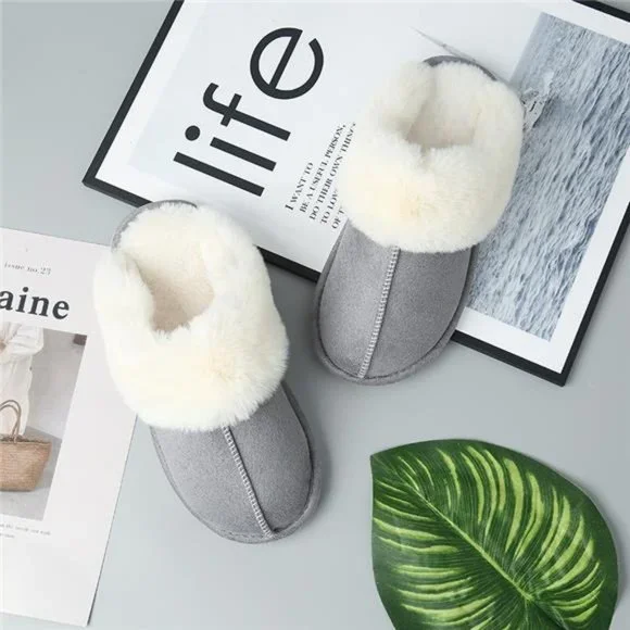 Faux Suede Center Seam Slippers - Picture 2 of 16